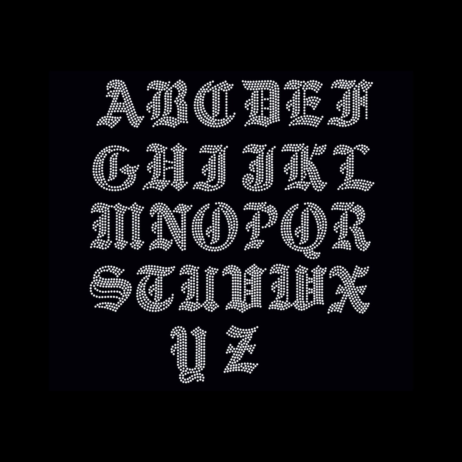 Old English R Yellow Rhinestone Transfer of