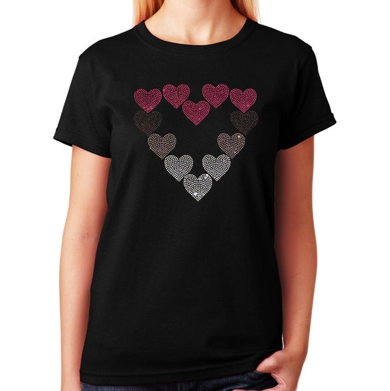 Front heart rhinestone logo blouse ピンク AVENCHUMU ブラウス シャツ Front heart rhinestone logo blouse