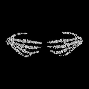 Rhinestone Transfer " Skeleton Hands " Iron-On, Hotfix, Bling Design, DIY