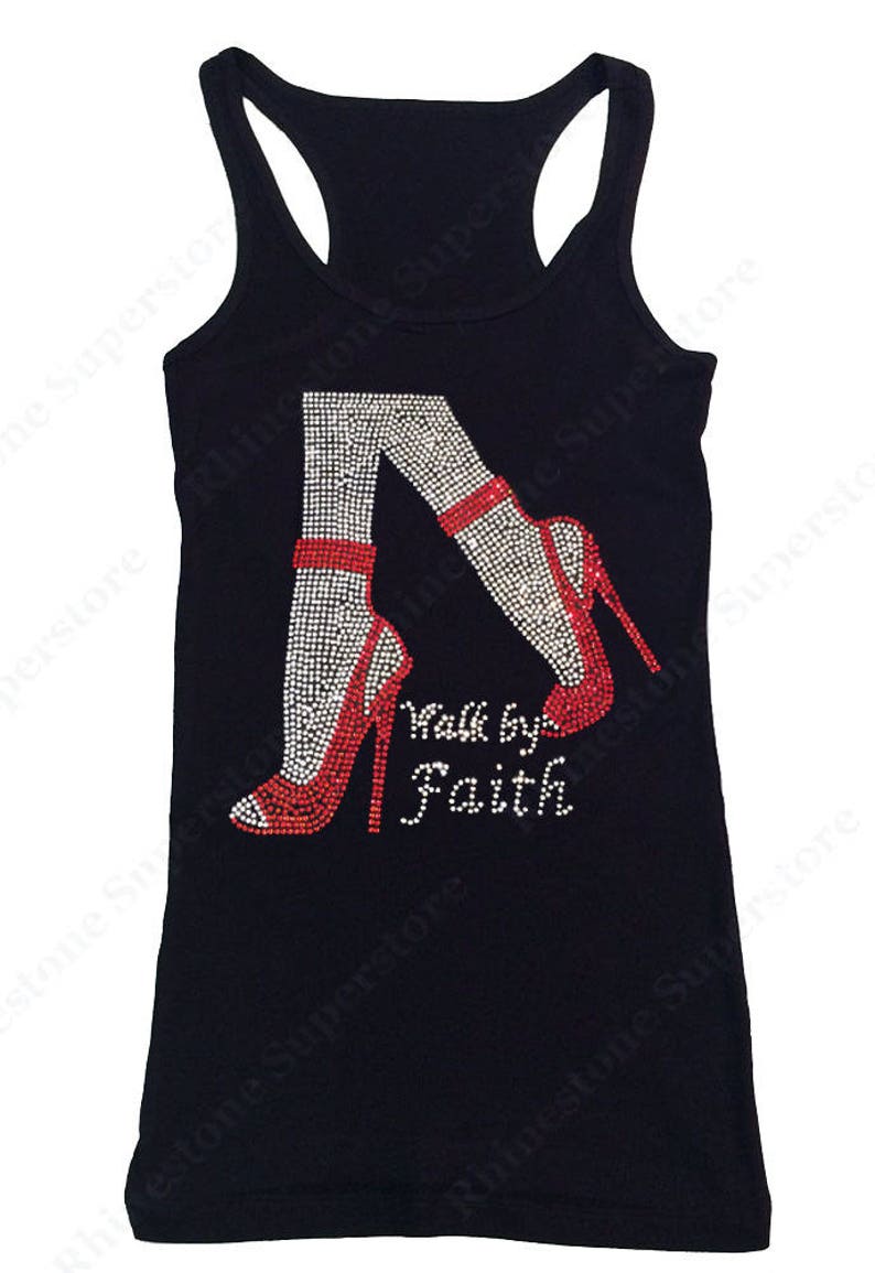 Women's Rhinestone T-shirt Walk by Faith in - Etsy