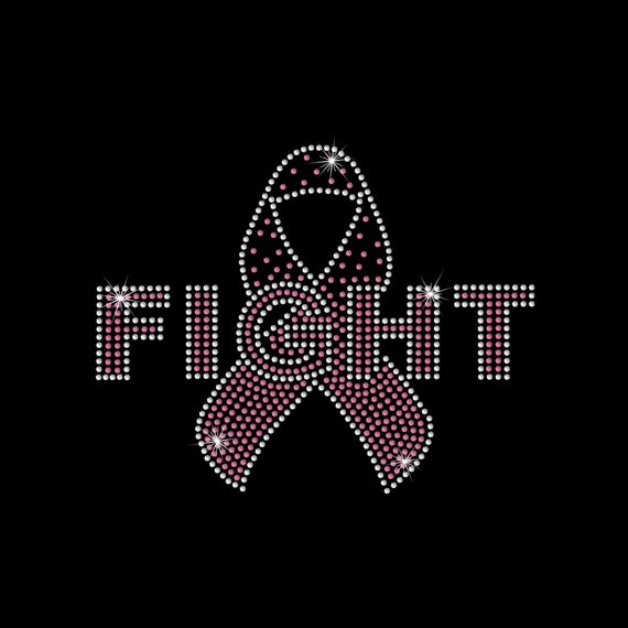 Rhinestone Transfer "Cancer Awareness Color Fight Ribbon "  Hotfix , Iron On, Bling Ribbon