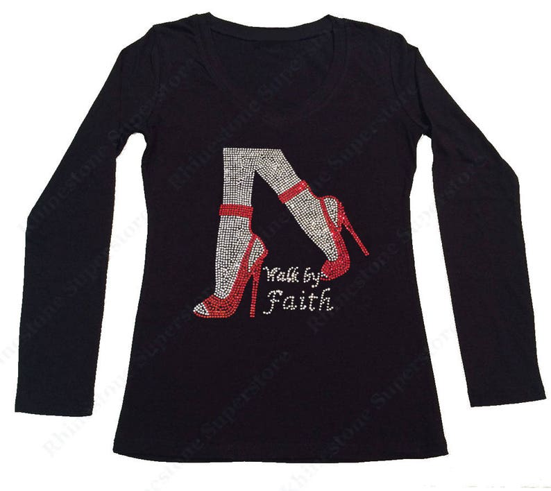 Women's Rhinestone Tshirt Walk by Faith in Etsy