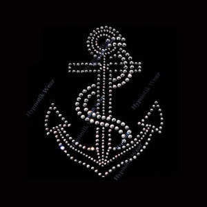 Rhinestone Transfer &quot; Crystal Anchor &quot; Iron On, Hotfix, Bling Vacation Cruise