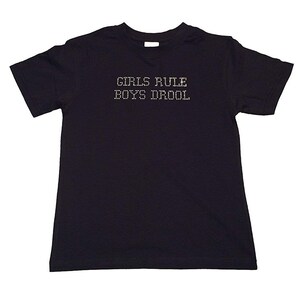 Girls Rhinestone T-Shirt Girls Rule Boys Drool Kids Size 3 to 14 Available image 2