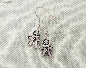 Gingerbread Men Earrings, Cute Jewellery Gift for Bakers Under 10, Festive Stocking Stuffer