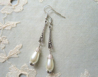 Pearl Drop Earrings Roaring 20s Art Deco Style