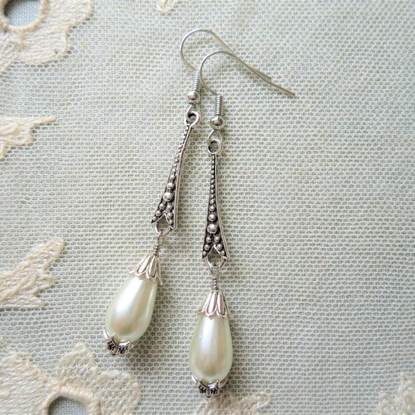 Pearl Drop Earrings Roaring 20s Art Deco Style