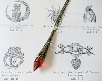 Red Vampire Pendant Necklace on 18" Antique Bronze Chain, Gothic Victorian Jewellery, Packaged for Gifting