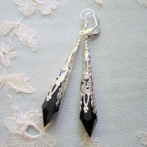 Roaring 20s Vamp Earrings, Great Gatsby Art Deco Style Flapper Jewelry, Gifts Under 10, Clip On Dangle image 5