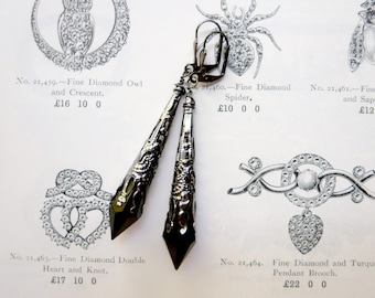 Black Vampire Earrings, Gothic Style Gunmetal Jewelry Pierced or Clip On