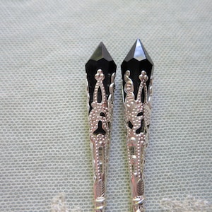 Roaring 20s Vamp Earrings, Great Gatsby Art Deco Style Flapper Jewelry, Gifts Under 10, Clip On Dangle image 6