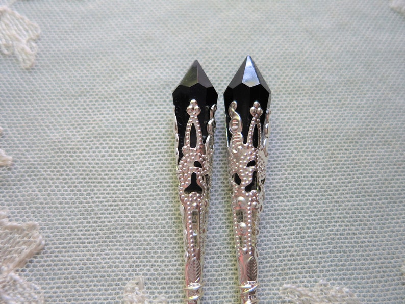 Roaring 20s Vamp Earrings, Great Gatsby Art Deco Style Flapper Jewelry, Gifts Under 10, Clip On Dangle image 6