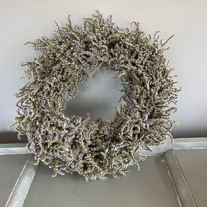 Dried flower wreath, limonium wreath, simple wreath, cottage wreath, Christmas wreath, white wreath, interior wreath. image 6