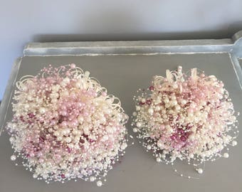 Bridesmaids bouquet- brides bouquet - dusky pink and ivory wedding bouquet. Pearl bouquet. Brooch bouquet