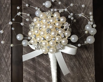 Pearl brooch bouttoniere - grooms boutonniere - ushers buttonhole- mother if the bride