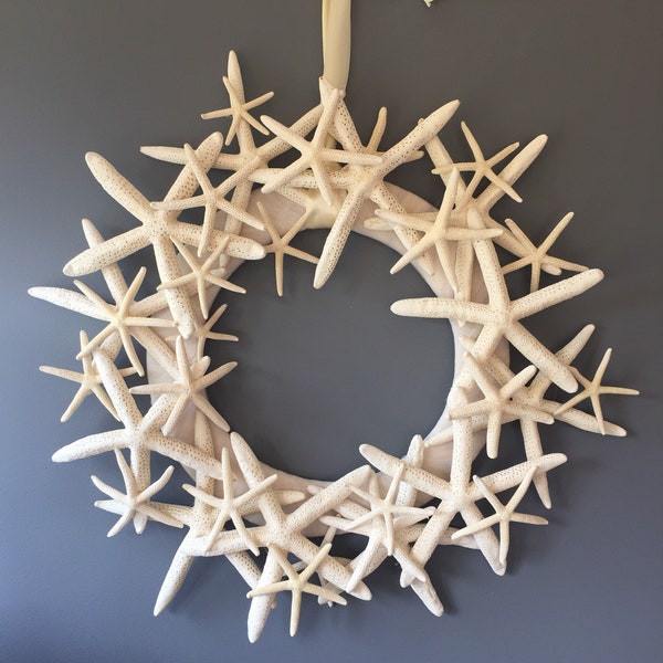 Beach wreath, star fish wreath, summer wreath, ivory wreath, wedding decor, door wreath, wall decoration, modern wreath