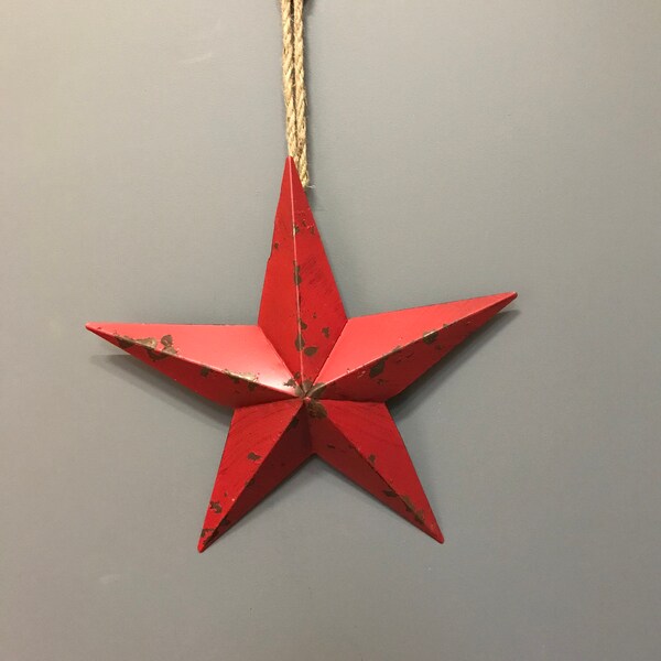 Hanging metal Christmas star aged star. Red star. Barn star. Christmas decoration small, medium, large