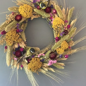 Dried summer flower wreath, multi colored flower wall decor, summer dried wreath, kitchen wreath, summer wreath, house decor