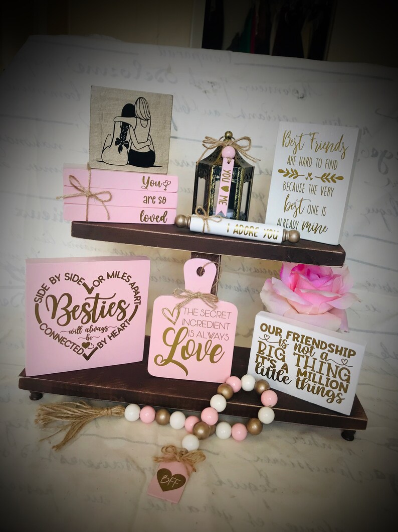 Best Friends Tiered Tray Bundle Mini Sign Bestie Tiered Tray Etsy