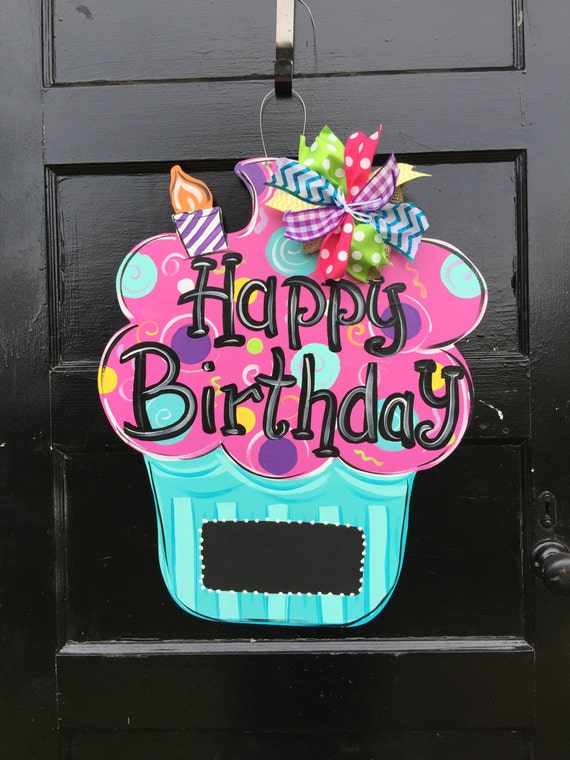 Birthday Door Hangercupcake Door Hangerhappy Birthday Etsy