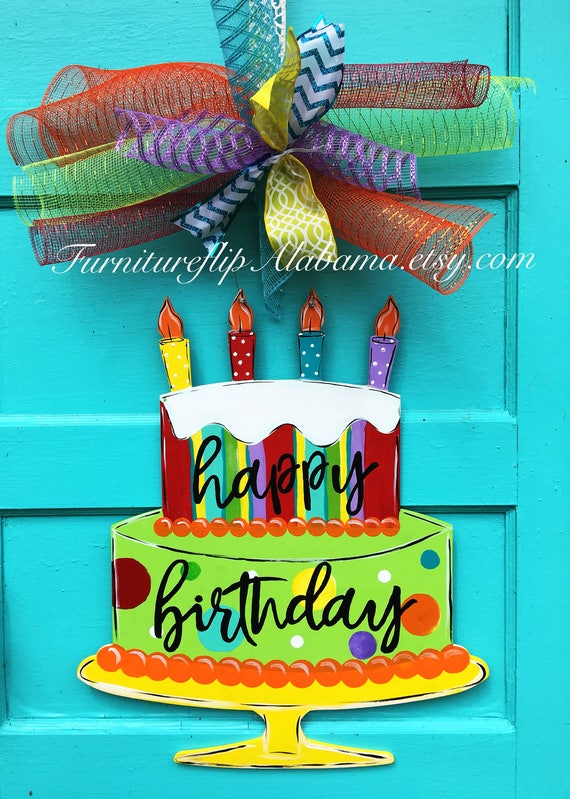 Birthday Door Hanger Cake Door Hanger Chalkboard Birthday Cake Door Hanger Party Door Decor Wooden Door Hanger Gift Idea