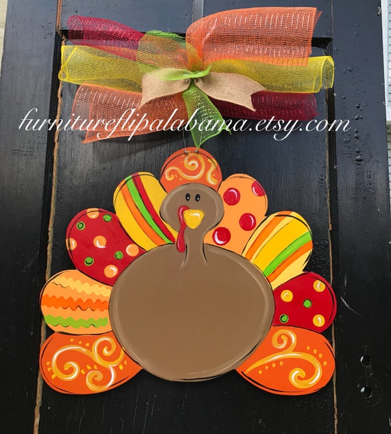 Turkey Door Hanger Thanksgiving Turkey Door Hanger Fall Door Etsy
