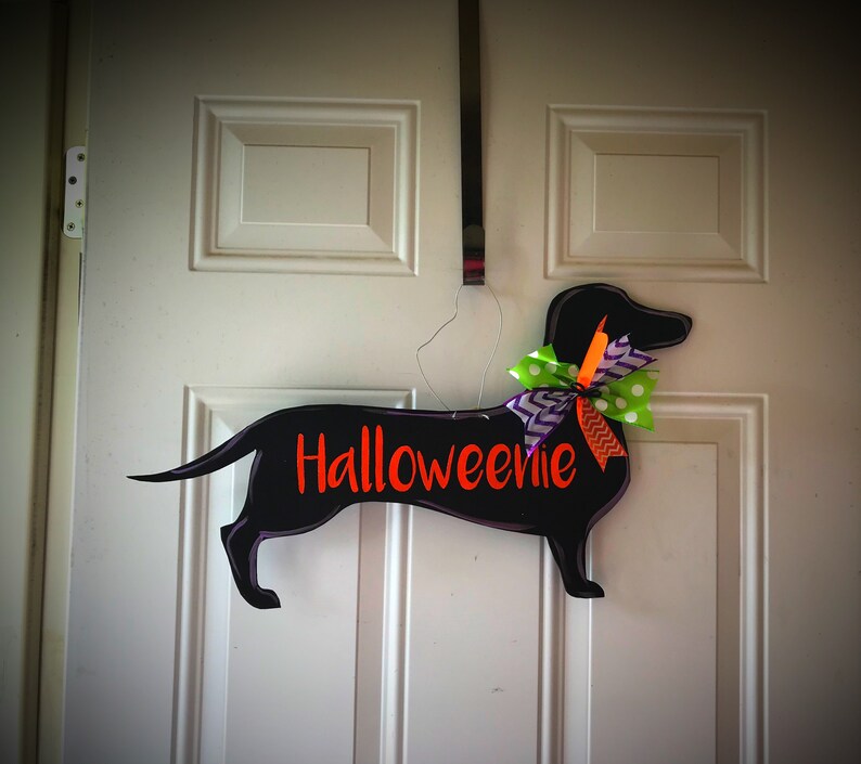 Happy Halloweenie Dachshund Door Hanger Dog Door Etsy
