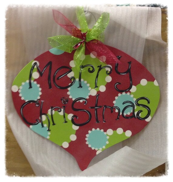 Items similar to Christmas ornament door hanger, christmas door decor