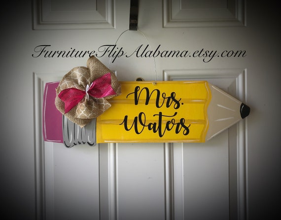 Pencil Monogram Pencil Name Sign Back To School Teacher School Etsy