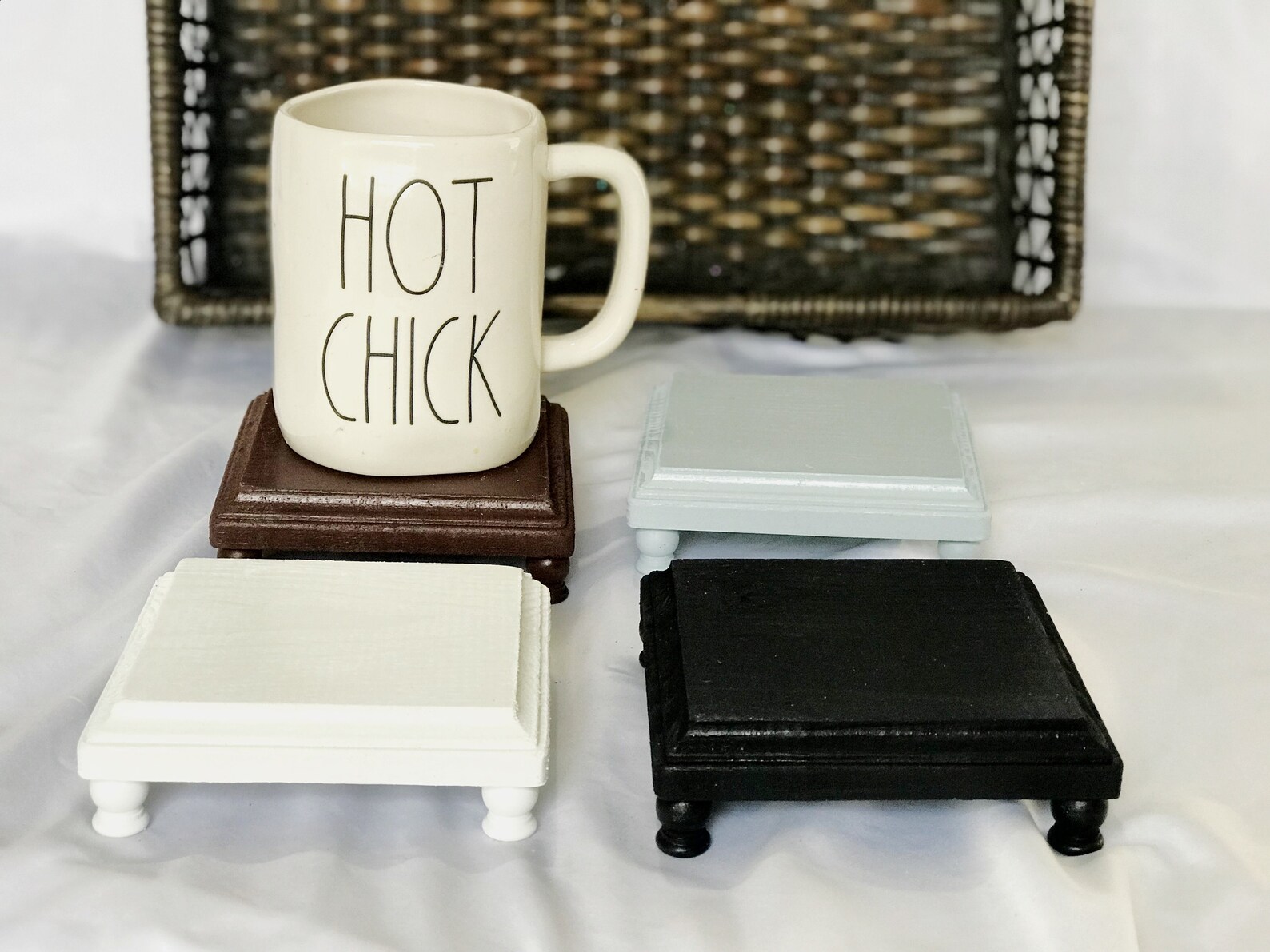 Farmhouse Mug Riser Candle Riser Tiered Tray Riser Pedestal Etsy