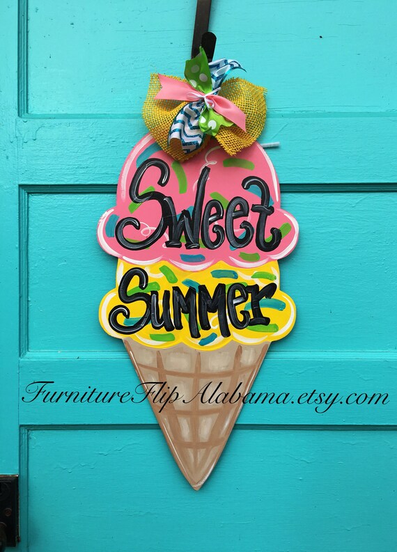 Ice Cream Summer Wreathsummer Door Hangerice Cream Partyice Etsy