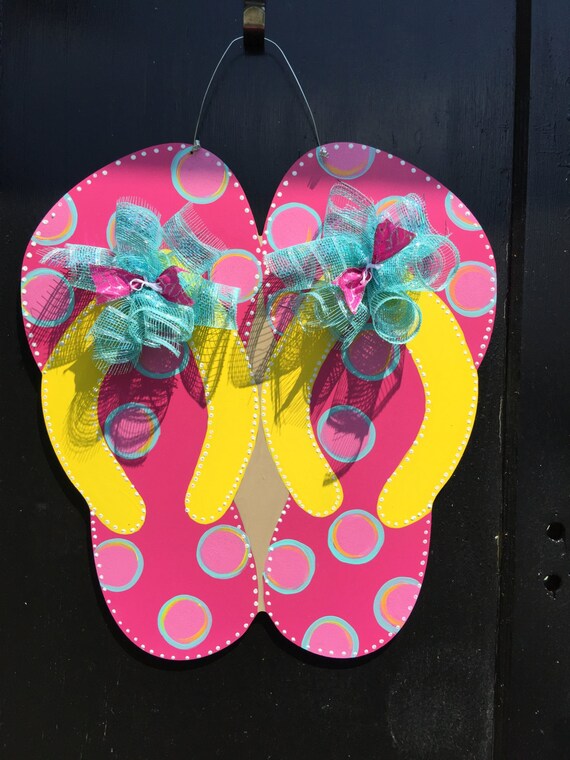 Summer door hangerFlip flop door hangersummer wood door Etsy