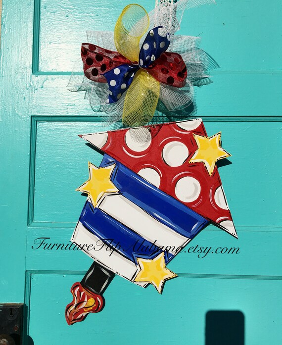 Firecracker Wood Door Hangerfirecracker Door Decor 4th Of Etsy