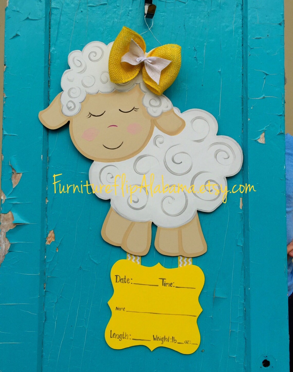 Lamb baby hospital door hanger Its a Girlhospital wreath Etsy