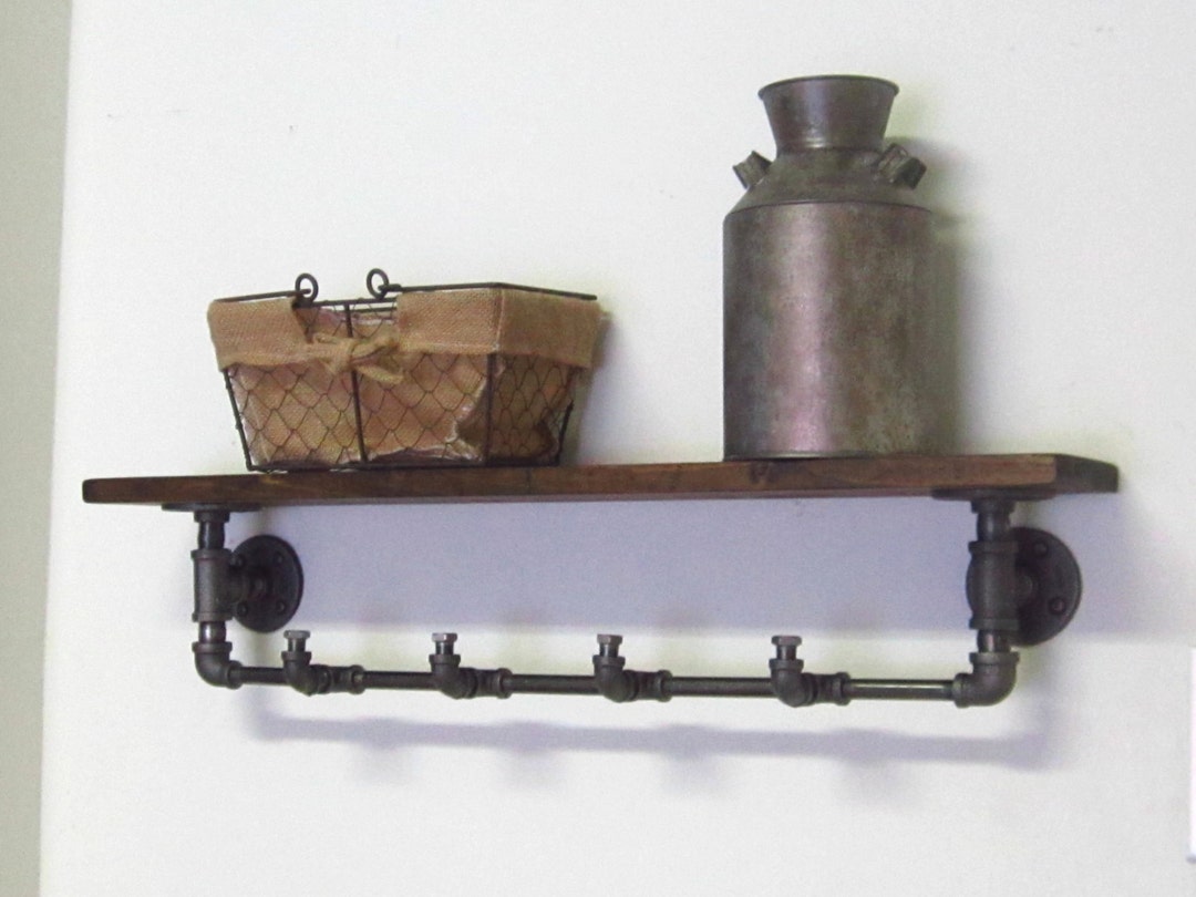 Industrial Pipe Coat Rack With Shelf - Etsy