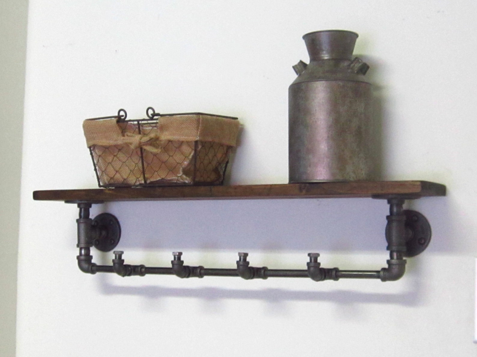 Industrial Pipe Coat Rack With Shelf Etsy