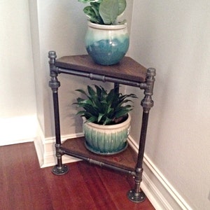 Industrial Pipe Corner Plant Stand image 1