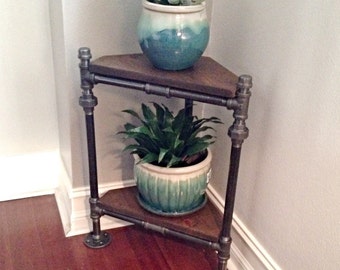 Industrial Pipe Corner Plant Stand