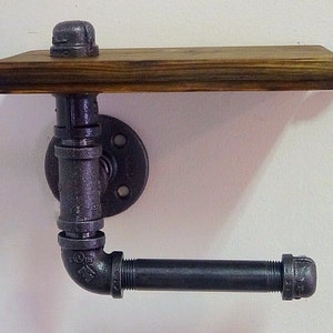 Industrial Pipe Toilet Paper Holder with Shelf image 3