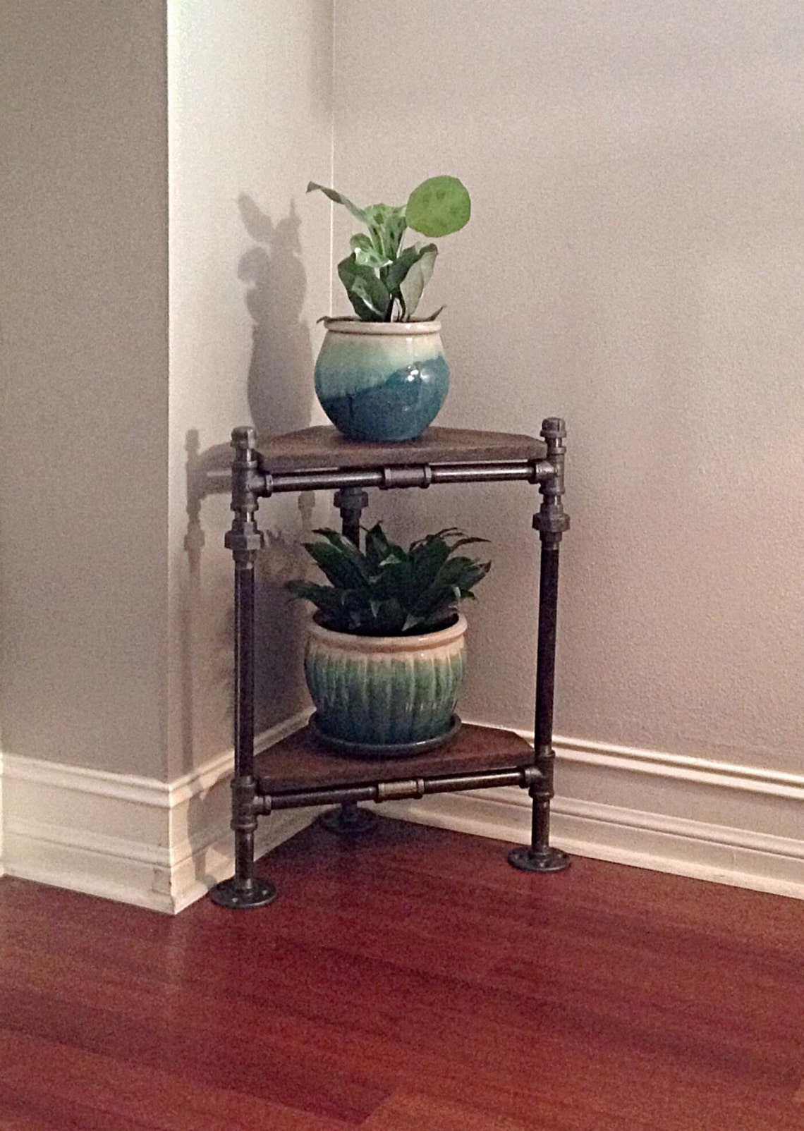 Industrial Pipe Corner Plant Stand Etsy