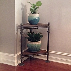 Industrial Pipe Corner Plant Stand image 2