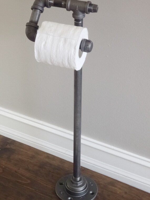 Industrial Pipe Standing Toilet Paper Holder Etsy