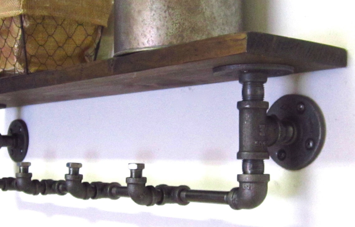 Industrial Pipe Coat Rack with Shelf Etsy
