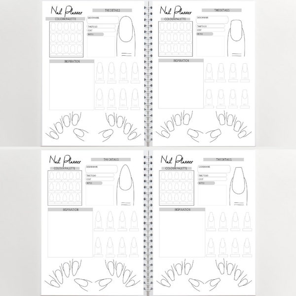 Nail Art Planning Book - Nail Technician Design Book - Beauty Salon Nail Design Planning Book - Custom Nail Design Planning Book