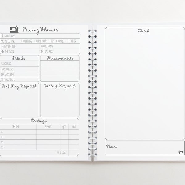 Näh-Planungsbuch - Fabric Crafts Maker Design-Buch - Handmade Design-Planungsbuch für Näherinnen - Individueller Nähdesign-Planer - Organizer