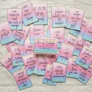 Coffret cadeau - Carte d'affirmation - Cartes d'affirmation positive - Affirmation de soins personnels - Mantra de poche - Citations aquarelle