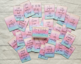 Box of Positivity Gift - Affirmation Card - Positive Affirmation Cards - Self Care Affirmation - Pocket Mantra - Watercolor Quotes