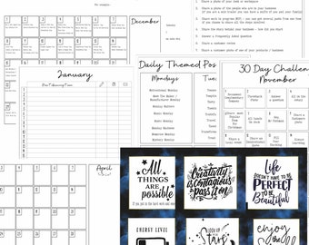 Social Media Post Ideas Planner - Small Business Planner - Undated Calendar Planner - Social Media Ideas - Small Business Social Media Plan