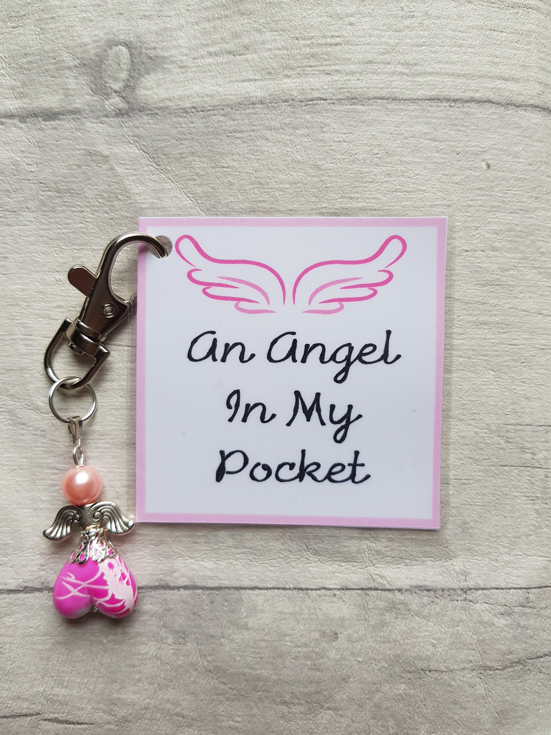 Angel In My Pocket Keyring Angel Bag Charm Angel In My Etsy
