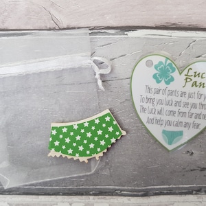 Pantalones de la suerte - Amuleto de la suerte - Ayuda contra la ansiedad - Amuleto de buena suerte - Regalo de examen para adolescentes - Trébol irlandés - Mascota de la suerte de trébol de cuatro hojas - Regalo